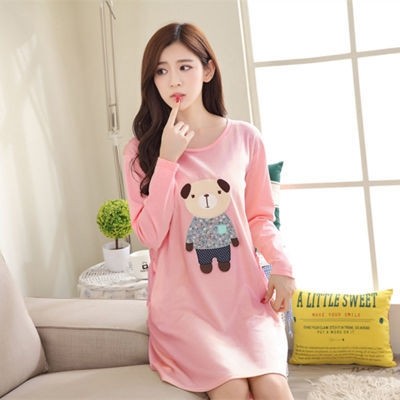 春秋睡裙长袖潮流可爱初秋连体裙 束士步睡裙