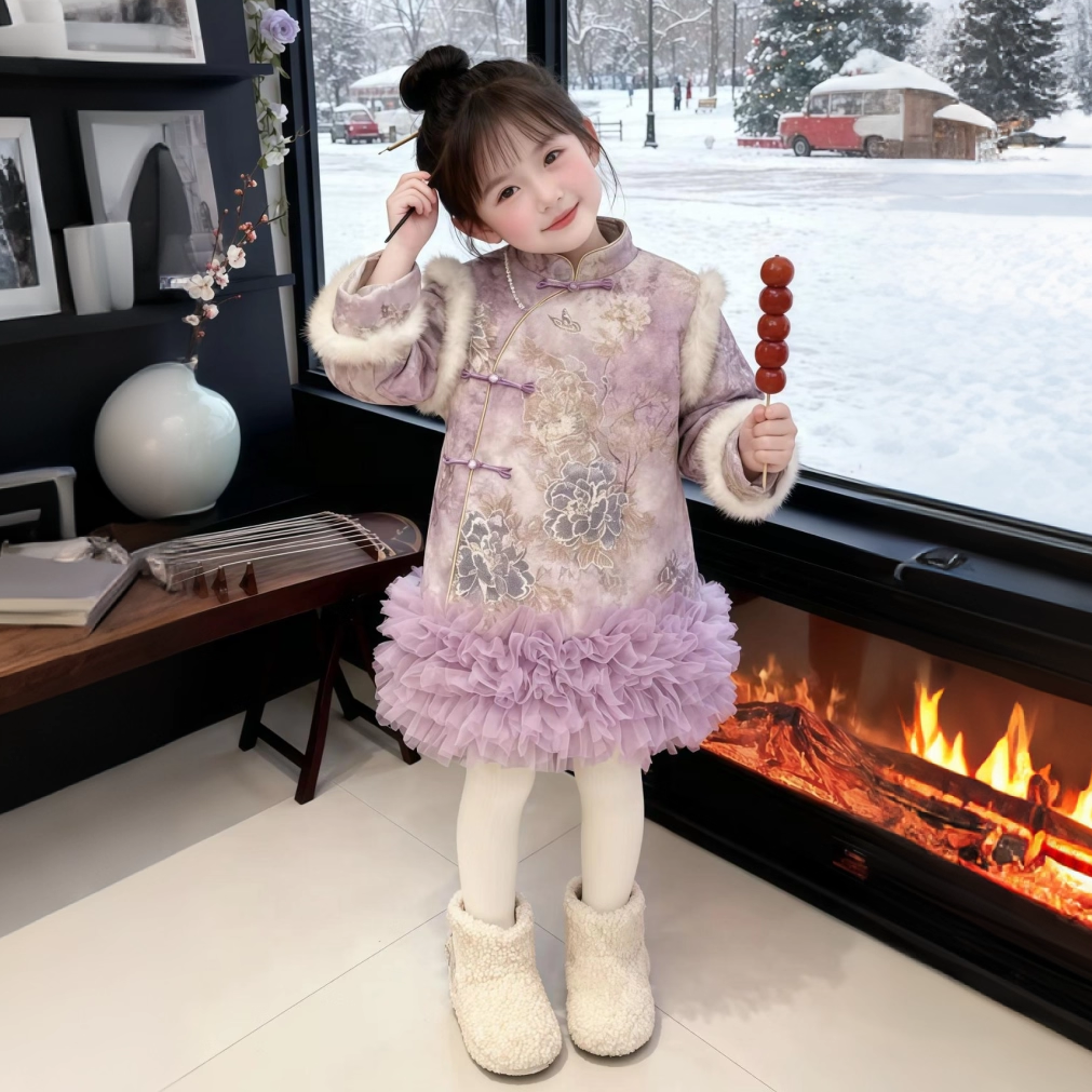 女童拜年冬季汉服2025新款儿童中国加厚宝宝新年旗袍唐装冬装古风,淘宝优惠券,粉丝福利购,淘宝优惠卷