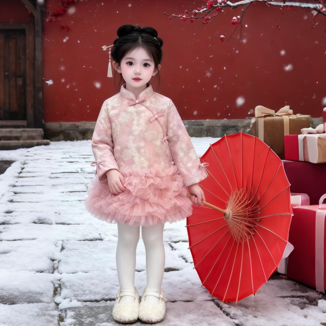 女童2025新款汉服秋冬季唐装连衣裙拜年服女宝宝周岁礼服加绒裙子,淘宝优惠券,粉丝福利购,淘宝优惠卷