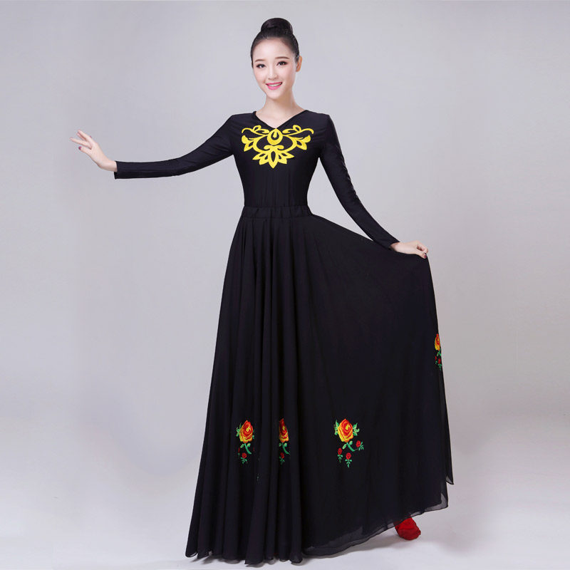 新疆舞蹈表演演出服装连衣练功服 卓思蔻民族服装/舞台装