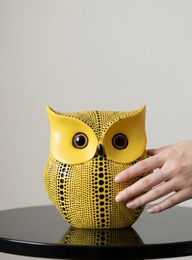 创意卡通猫头鹰黄色家居摆件