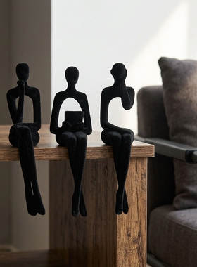 创意黑树脂人物造型家居摆件