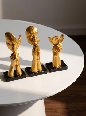 创意金色人像艺术雕像家居摆件