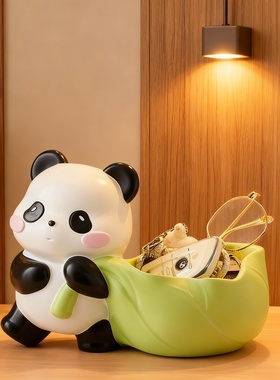 可爱熊猫按压吐泡泡收纳摆件