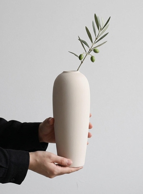 极简风白色陶瓷花瓶客厅摆件