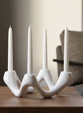 创意几何陶瓷烛台摆件现代简约