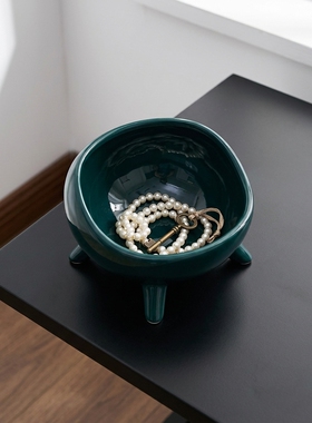 创意陶瓷三足碗茶具收纳摆件