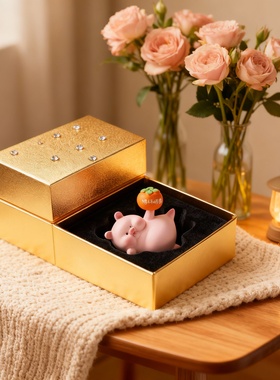 可爱粉色小猪摆件礼品盒装