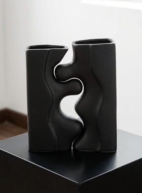现代简约抽象造型黑色装饰摆件