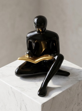 北欧抽象人物树脂摆件黑金