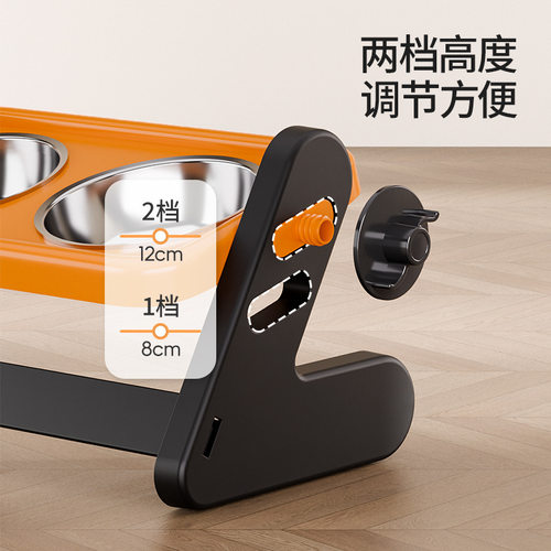猫碗宠物不锈钢双碗可调节高度猫咪护颈高架双碗狗狗不锈钢宠物碗 - 图2