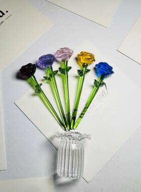 新品琉璃玫瑰花仿真花束琉璃小花迷你桌面摆件永生花节日礼物