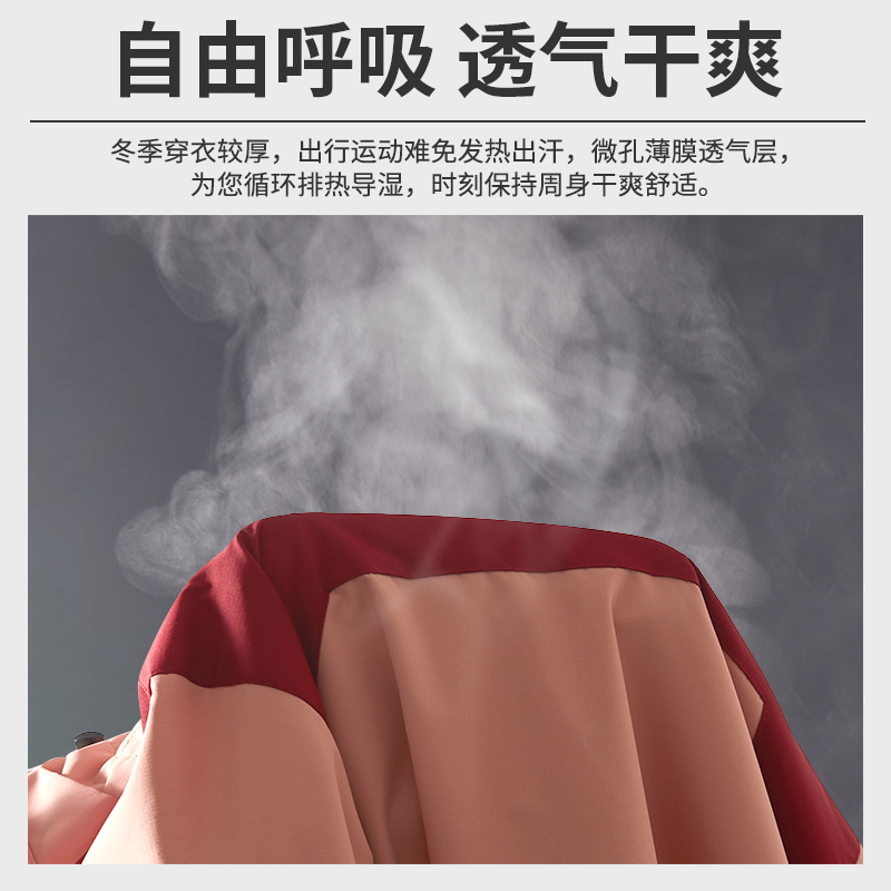 2023新款冲锋衣女三合一冬季户外两件套粉色登山服男登山外套大牌-图2