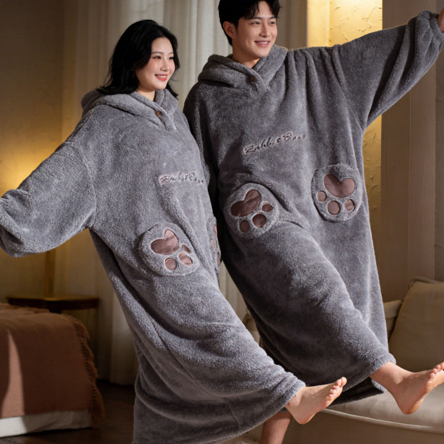 情侣冬季睡衣裙大码珊瑚绒睡裙男女同款加厚保暖睡袍家居服200斤,淘宝优惠券,粉丝福利购,淘宝优惠卷
