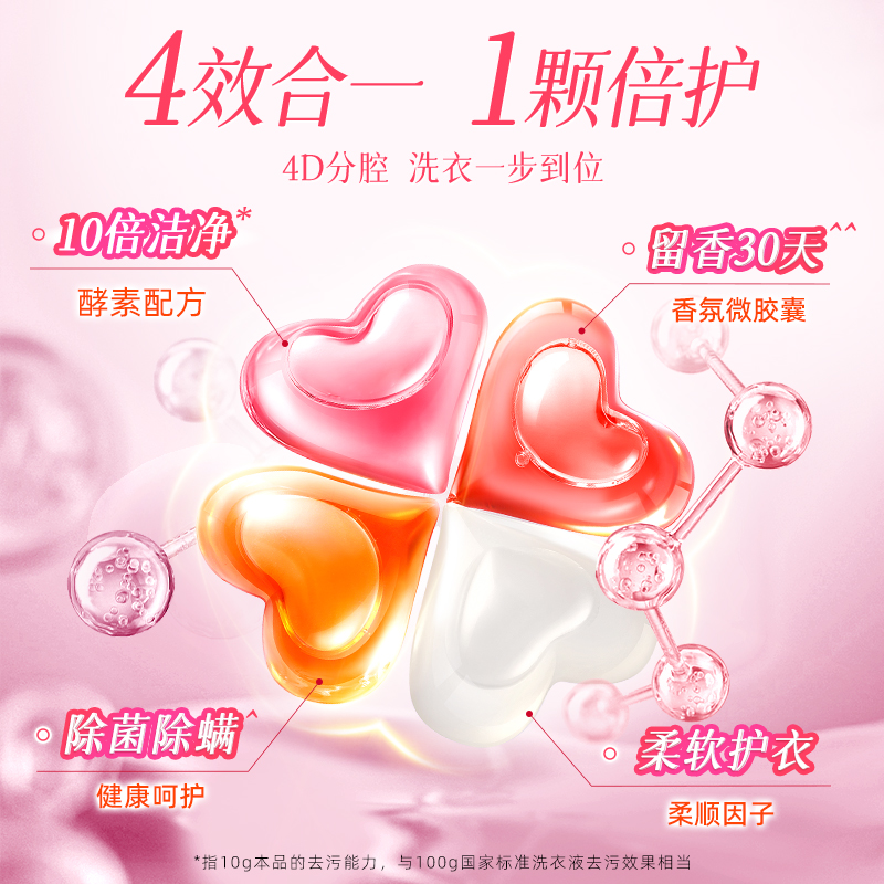 蔬果园玫瑰洗衣凝珠留香持久香味洗衣液球三合一除菌除螨官方正品