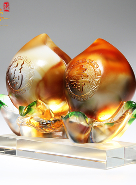 琉璃水晶送给长辈爷爷奶奶寿桃