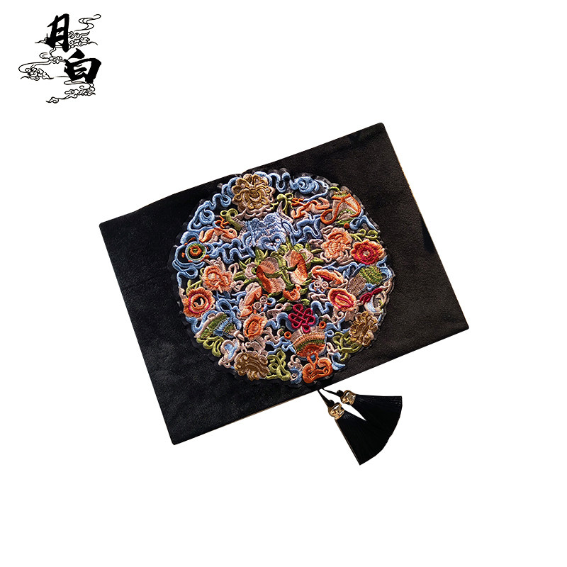 月白 织金 原创国风刺绣书衣手帐手账本毛绒书皮日记本文创笔记本,淘宝优惠券,粉丝福利购,淘宝优惠卷