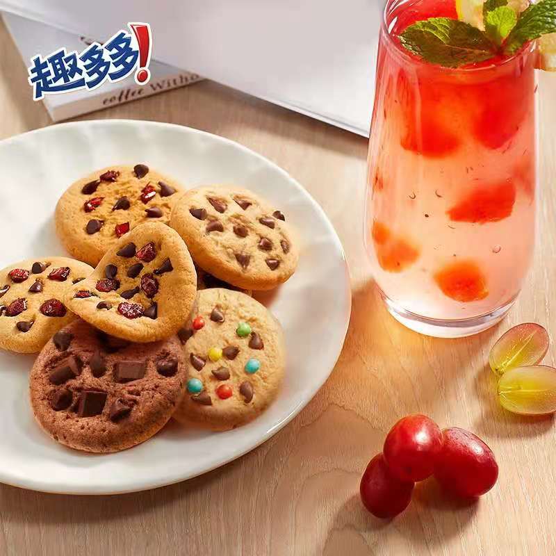 趣多多曲奇饼干大块巧克力味酥性饼干点心甜点休闲零食小吃软曲奇