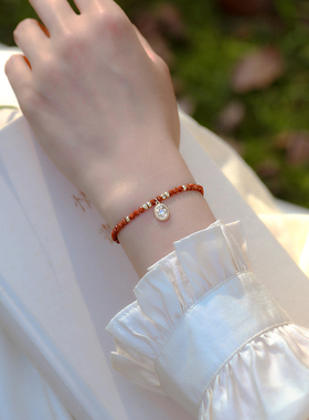 天然金沙石轻奢小众精致吊坠手链