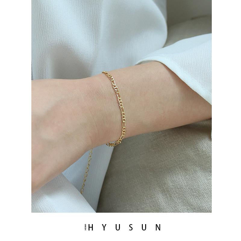 s925纯银女镀18k金简约小众潮手链 花雨阳光手链