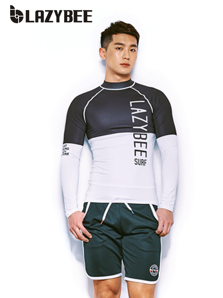 LAZYBEE韩国潜水服女分体长袖游泳装速干防晒修身冲浪浮潜水母衣-图2
