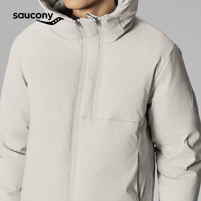Saucony索康尼官方男户外运动休闲斜纹定位提花面料保暖羽绒服