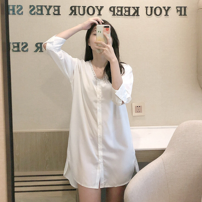 雪纺2022春夏新款韩版七分袖白衬衫 歌米莲衬衫