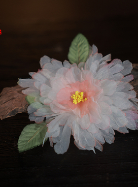 粉色烫花古风汉服发饰花神芍药花