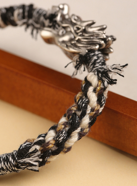 龙结祥龙手链足银S999男士编绳