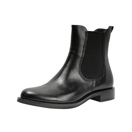 ECCO/Aipu leather round head British style women's boots bright face fashion Chelsea short boots 266503
