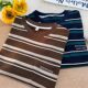 Retro spliced ​​striped short-sleeved loose T-shirt for men and women, trendy and versatile pocket T-shirt half-sleeved tops