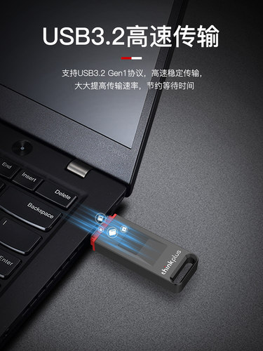 联想thinkplus指纹U盘usb3.0高速128G商务办公数据文件加密优盘-图1