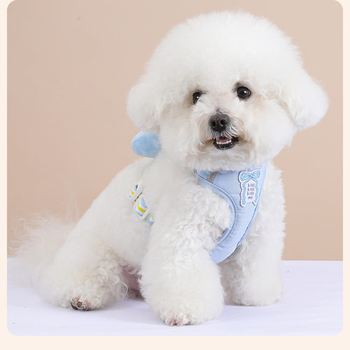 小狗狗牵引绳小型犬背心式比熊泰迪蝴蝶结宠物背带防挣脱遛狗绳子 - 图1
