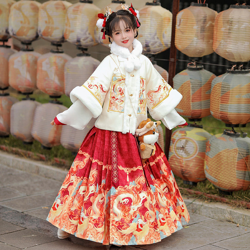 凝紫萱_龙凤呈祥 原创明制汉服女儿童2025新款冬季加厚马面裙古装,淘宝优惠券,粉丝福利购,淘宝优惠卷