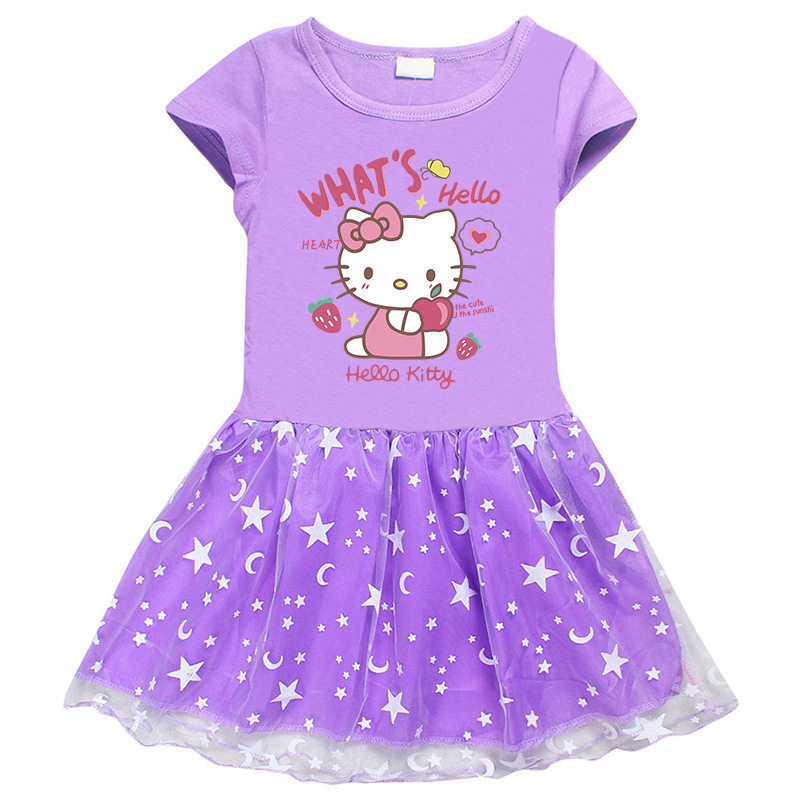 凯蒂猫衣服女童短袖连衣裙小女孩网纱裙子宝宝hellokitty童装夏季,淘宝优惠券,粉丝福利购,淘宝优惠卷