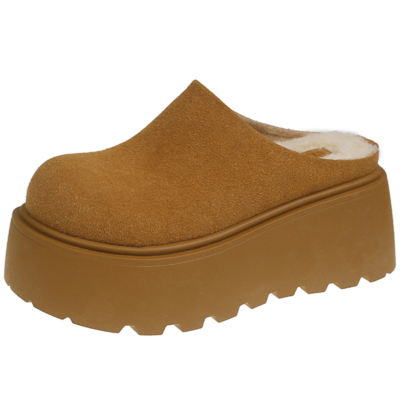 松糕厚底包头半拖鞋女外穿2025新款秋冬季8cm增高加绒勃肯棉拖鞋 - 图3