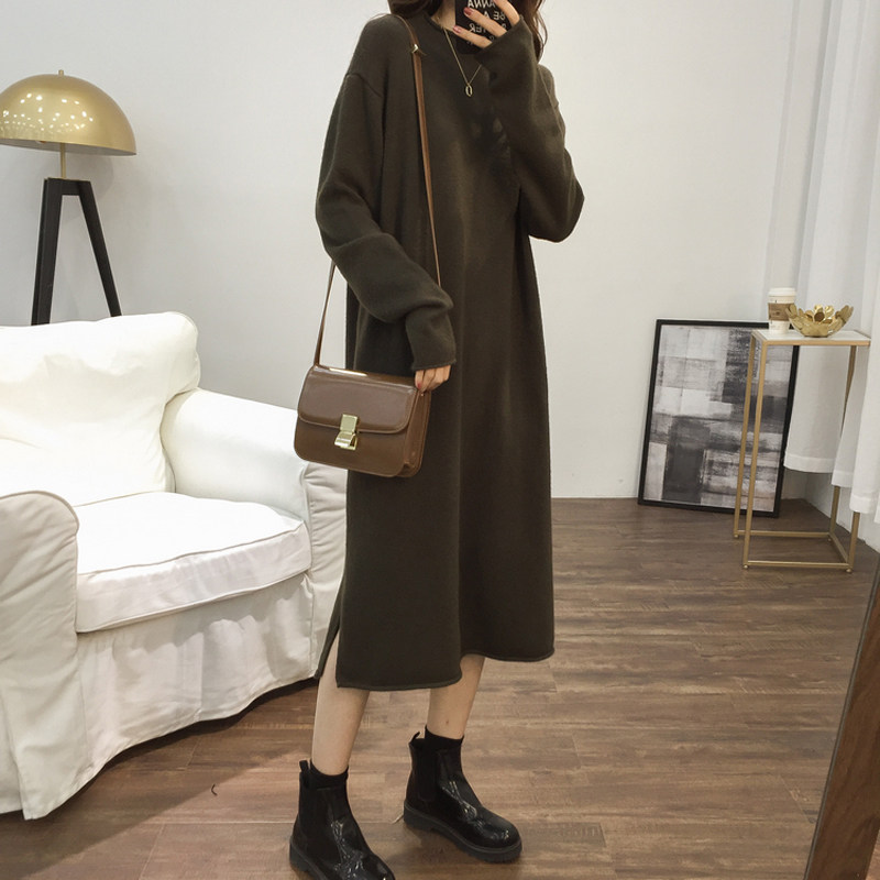 秋装2020年新款女黑色半高领连衣裙 卫茜连衣裙