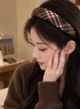 秋冬美拉德咖色发箍女2026新款