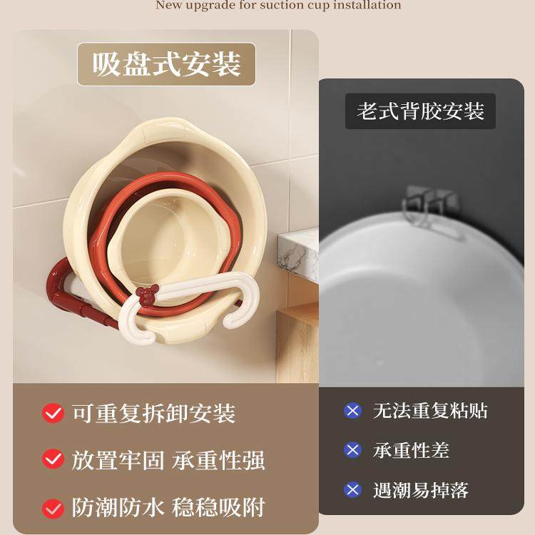 吸盘奶油伸缩脸盆架壁挂免打孔浴室厕所置物架洗澡脚盆收纳沥水架,淘宝优惠券,粉丝福利购,淘宝优惠卷