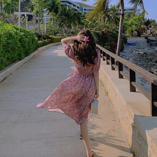 哺乳衣外出夏气质子晴复古款连衣裙 宫适哺乳衣/月子服