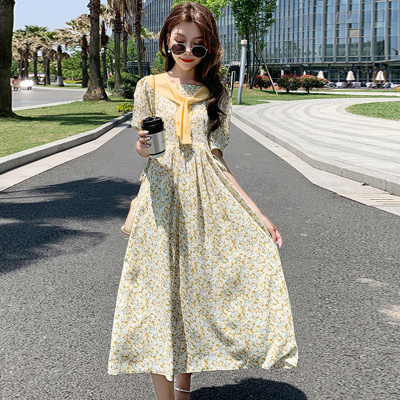 哺乳衣服夏季短袖气质显瘦碎花雪纺 宫适哺乳衣/月子服