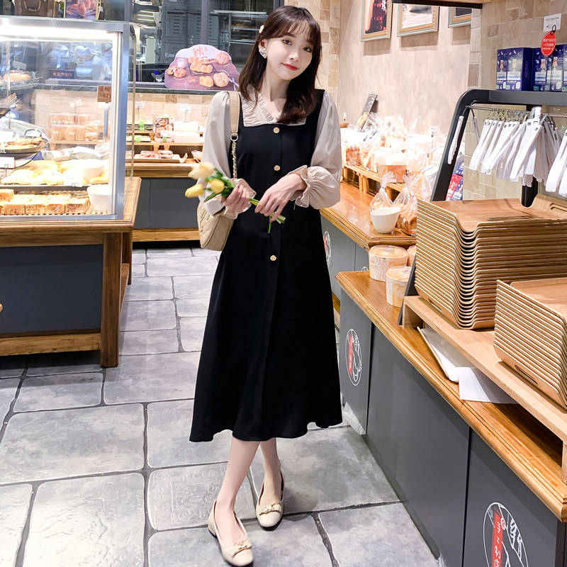 哺乳衣服春季时尚外出假两件连衣裙 宫适哺乳衣/月子服