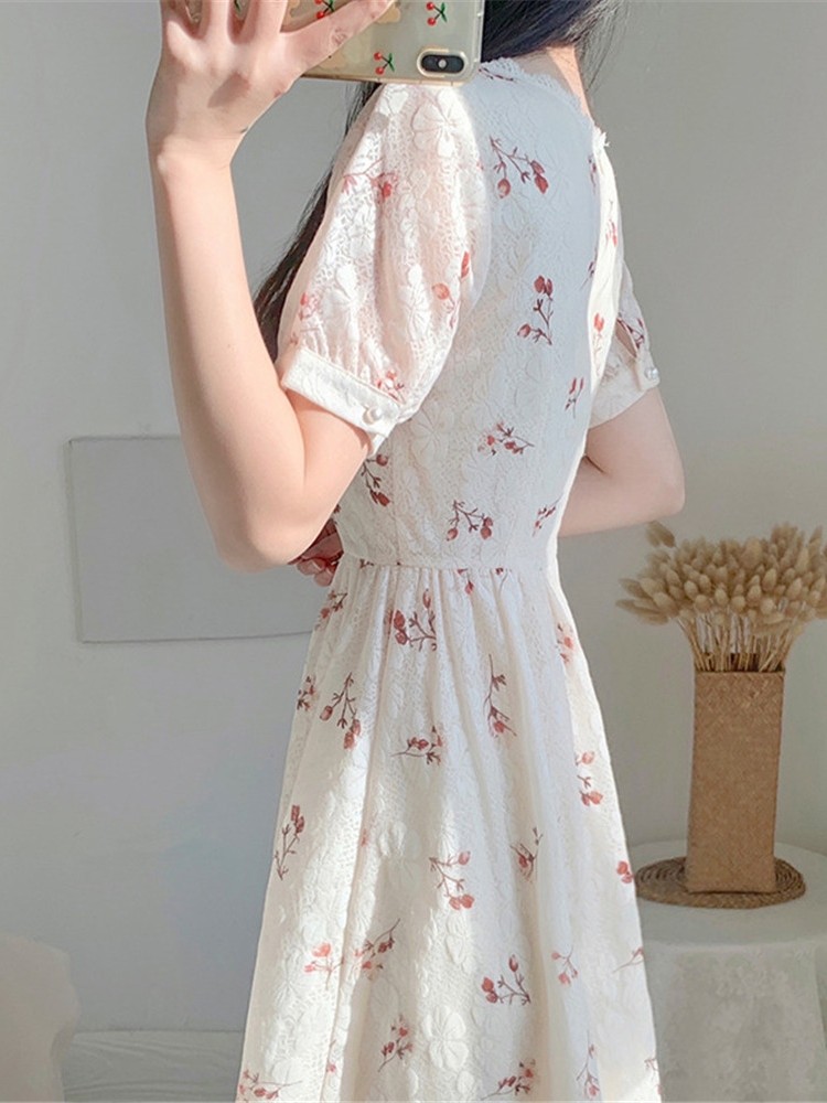 哺乳衣夏短袖法式气质显瘦连衣裙 宫适家居裙
