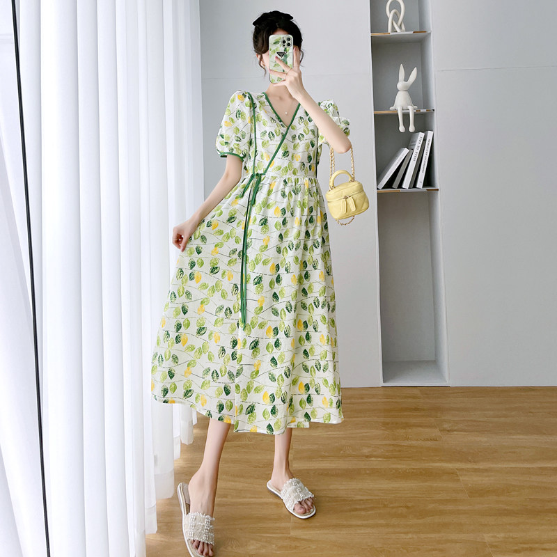 哺乳衣夏季外穿时尚新款法式连衣裙 宫适哺乳衣/月子服