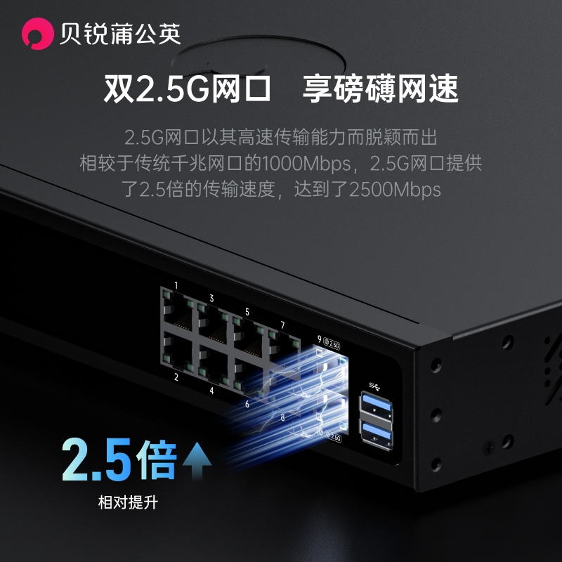 蒲公英企业级路由器G300双WAN口2.5G异地组网内网穿透NAS千兆10口多网口USB机架式远程PLC调试工业视频监控 - 图1