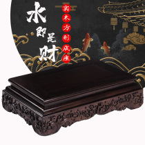 Black Sandalwood Square Positive Square Water Wave Base Vase Bonsai Statue of Buddha Jade Jade Stone Head Large Load-bearing Solid Wood Bay