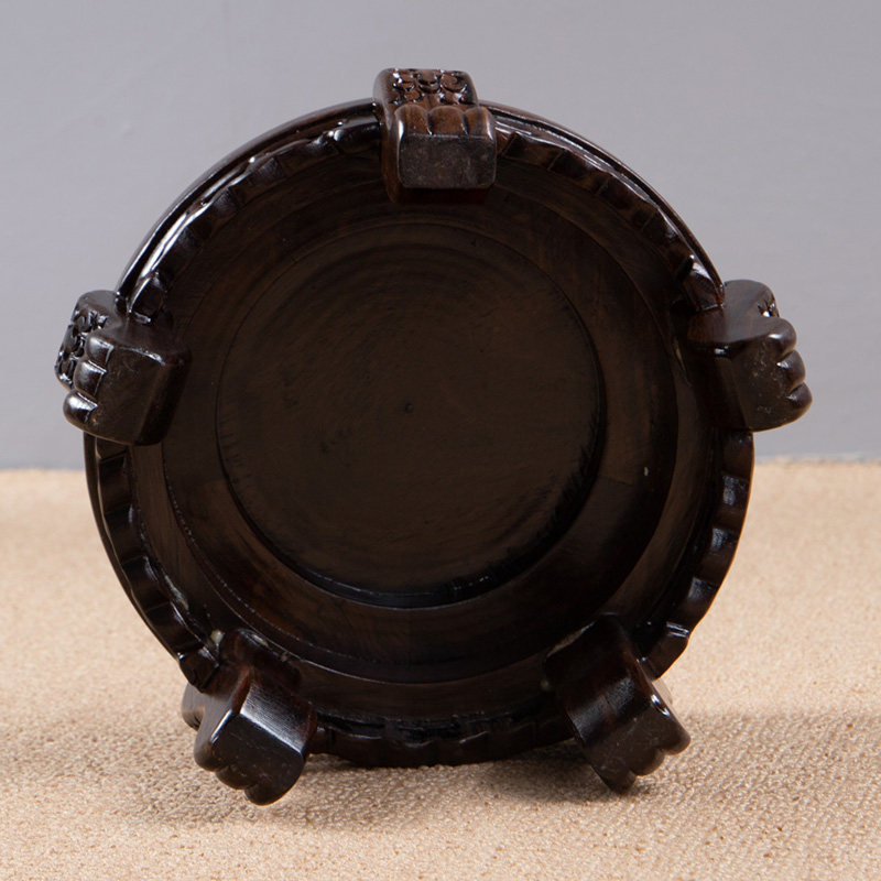 黑檀木圆形花瓶底座实木花盆奇石盆景酒坛荷花缸加高摆件木底托架