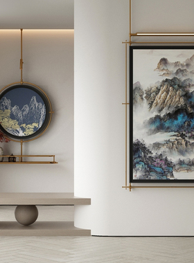 宋氏美学装饰挂画新中式装饰画寓意好的画金属吊杆画餐厅会所酒店