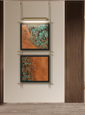 现代轻奢装饰灯壁画客厅背景墙立体发光吊杆挂画酒店大堂高级壁画