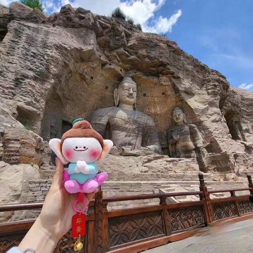 文创小佛合掌莲花佛小伴挂件大同美术玩偶公仔车挂件毛绒钥匙扣 - 图2